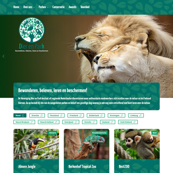 Dier en Park website ontwerp
