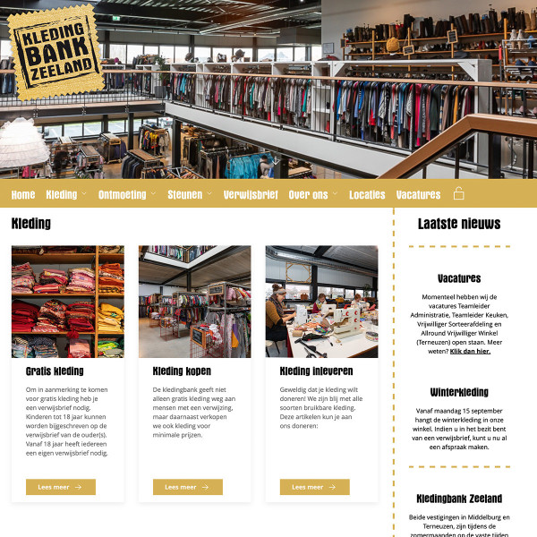Kledingbank Zeeland website ontwerp