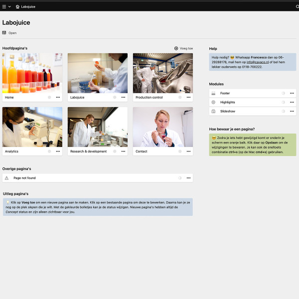 Labojuice website CMS